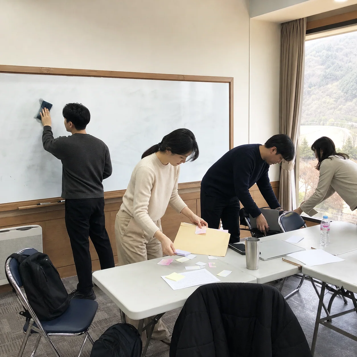 청주 회사 워크샵 숙소 화이트보드와 메모 마감 가이드