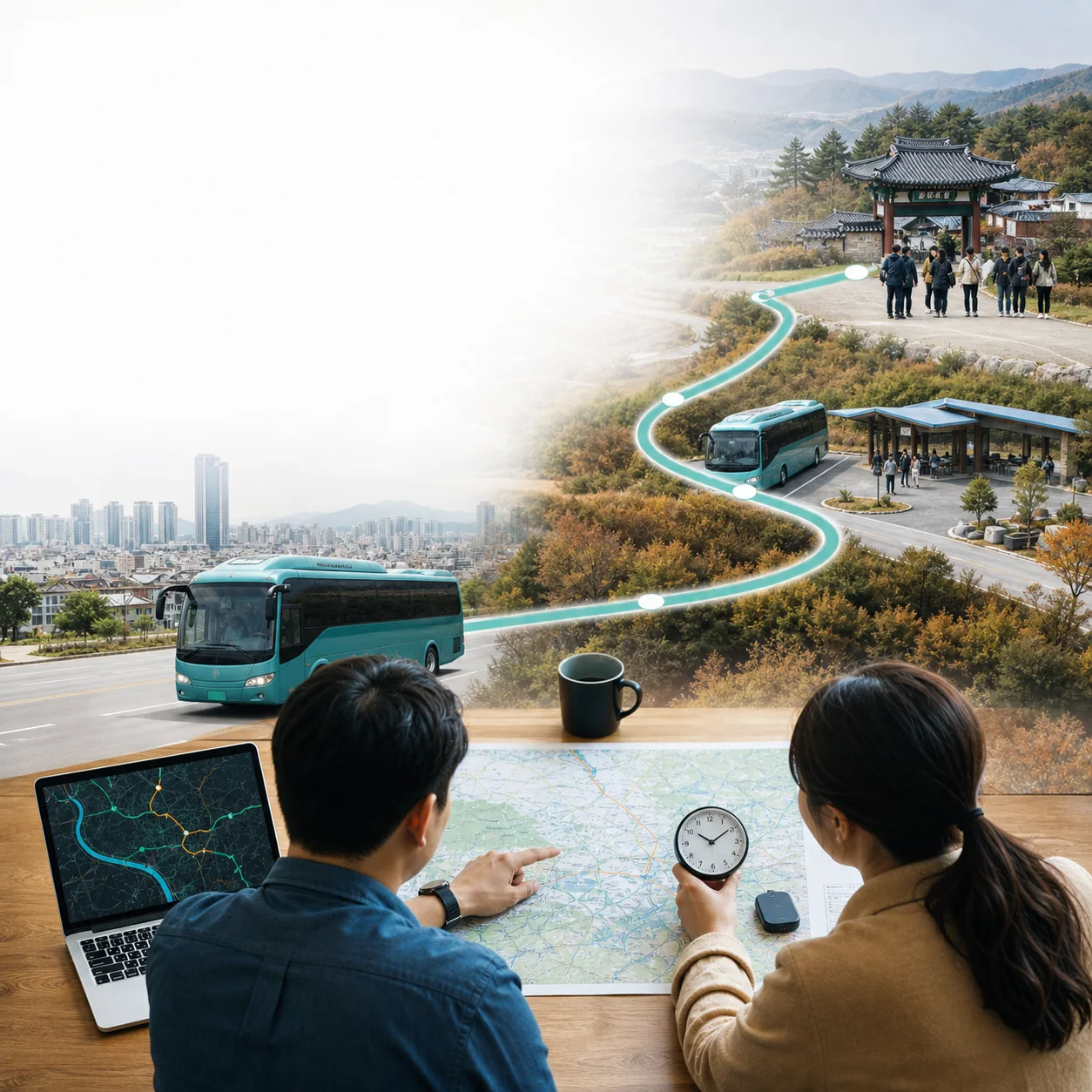 광주 회사 워크샵 숙소 80명 편도 1시간30분 실제 도착시간 가이드