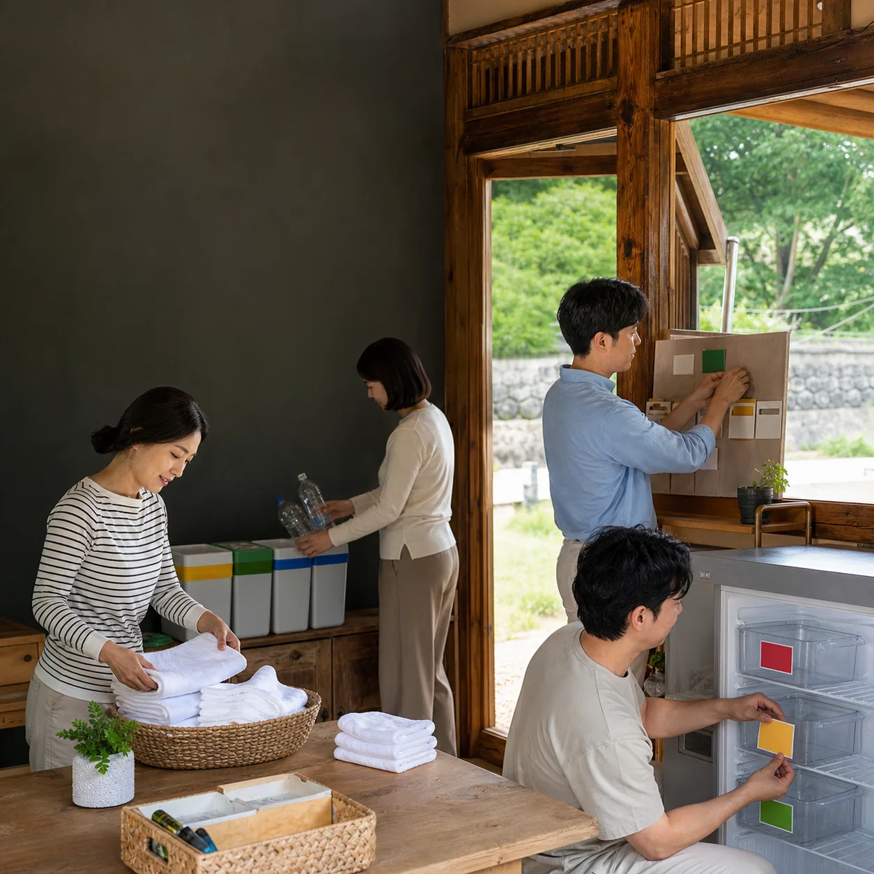 영동 2박3일 단체펜션 수건·냉장고·쓰레기 중간정리 가이드